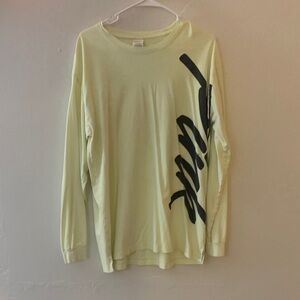 Yellow Long Sleeve Shirt with Black Print